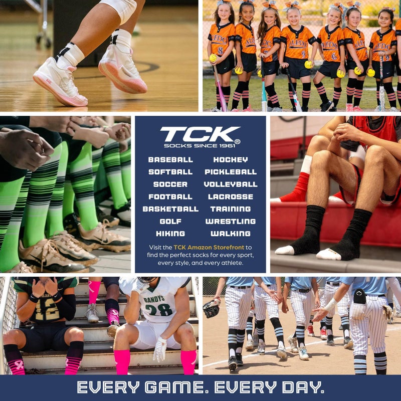 TCK Performance Baseball/Softball Socks (Dark Green/White/Gold, Medium) - Image 4